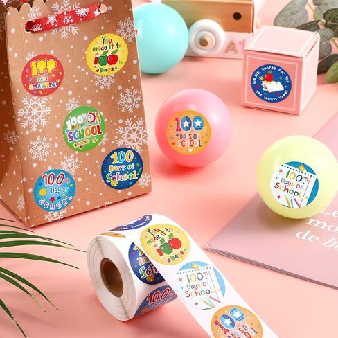 Sumind 204 Pcs 100 Days of School Teacher Reward Stickers Colorful Roll Ribbon Badge Sticker 100 Days Smarter Hooray 100th Motivational Tags for Kids Kindergarten School Party Decoration in Saudi Arabia