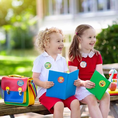 Sumind 204 Pcs 100 Days of School Teacher Reward Stickers Colorful Roll Ribbon Badge Sticker 100 Days Smarter Hooray 100th Motivational Tags for Kids Kindergarten School Party Decoration in Saudi Arabia
