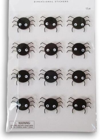 ملصقات الهالوين ثلاثية الأبعاد من Googly Eye Spider لليوميات وسجلات القصاصات وصناعة البطاقات والفنون والحرف اليدوية - 12 قطعة in Saudi Arabia
