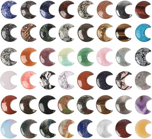 Justinstones 30mm Gemstone Crescent Moon C Shape Double Horn DIY Jewelry Making Kit Stone(Pack of 24) in Saudi Arabia