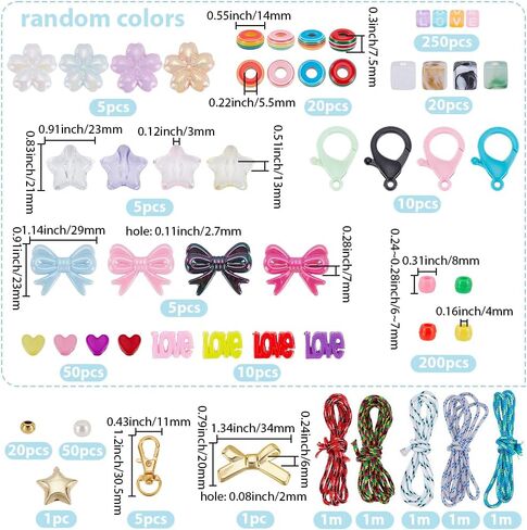 1 Box 647Pcs Beads Keychain Making Kit DIY Beaded Keychain Kit Acrylic Colorful Letter Star Bow Love Key Chain Bag Charm Jewelry Making Beads for DIY Crafts Supplies Party Favor Gifts Adults in Saudi Arabia