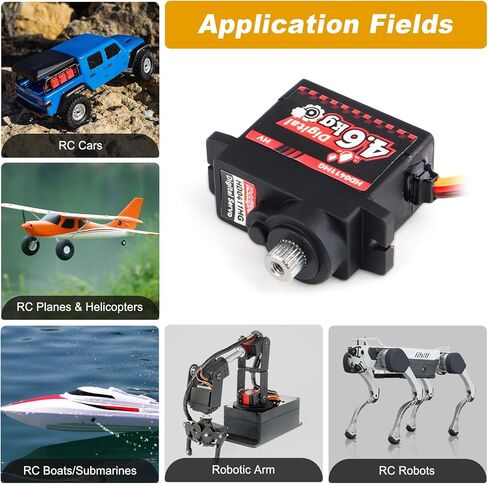 حزمة HobbyPark مكونة من 4 أجهزة ميكرو سيرفو مقاومة للماء 12 جرام ميتال جير أردوينو سيرفو 4.6 كجم عزم دوران عالي رقمي صغير لسيارة 1/24 RC الزاحفة، طائرة RC، قارب RC، روبوتات RC 5.0 فولت - 8.4 فولت فولت عالي in Saudi Arabia