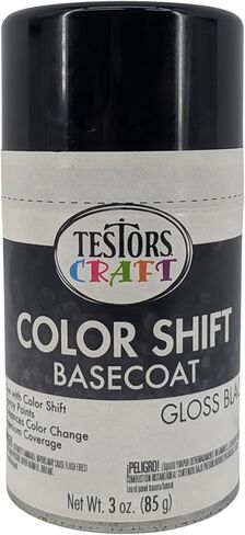 Testors Craft 340912 Color Shift Aerosol يمكن طلاء الطبقة الأساسية، أسود لامع، 3 أونصة. in Kuwait