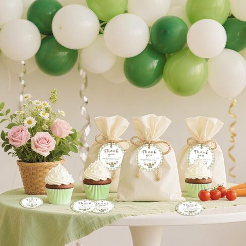 50 قطعة من سوق المزارعين المحليين، علامات شكر دائرية من القماش القطني الأخضر، علامات هدايا، زينة استحمام الطفل المزروعة محليًا للصبيان والبنات، مستلزمات استحمام الطفل، تكشف عن الجنس، مستلزمات الحفلات in Kuwait