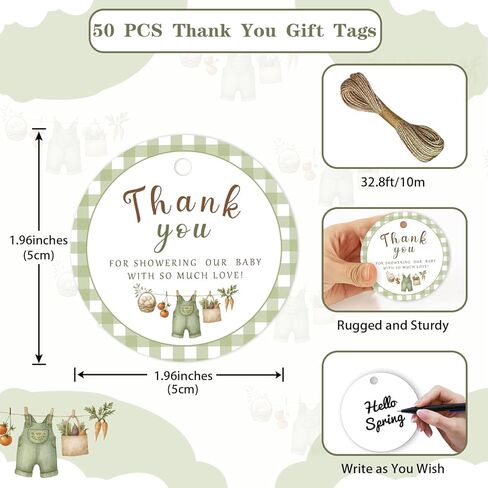 50 قطعة من سوق المزارعين المحليين، علامات شكر دائرية من القماش القطني الأخضر، علامات هدايا، زينة استحمام الطفل المزروعة محليًا للصبيان والبنات، مستلزمات استحمام الطفل، تكشف عن الجنس، مستلزمات الحفلات in Kuwait