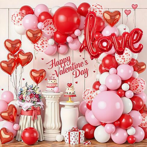 Valentines Balloon Arch Garland Kit, 40“ LOVE Foil Balloons with Red Heart Balloons Set for Valentines Day Decorations Romantic Proposal Wedding Anniversary Party Decoratons in Saudi Arabia