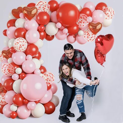 Valentines Balloon Arch Garland Kit, 40“ LOVE Foil Balloons with Red Heart Balloons Set for Valentines Day Decorations Romantic Proposal Wedding Anniversary Party Decoratons in Saudi Arabia