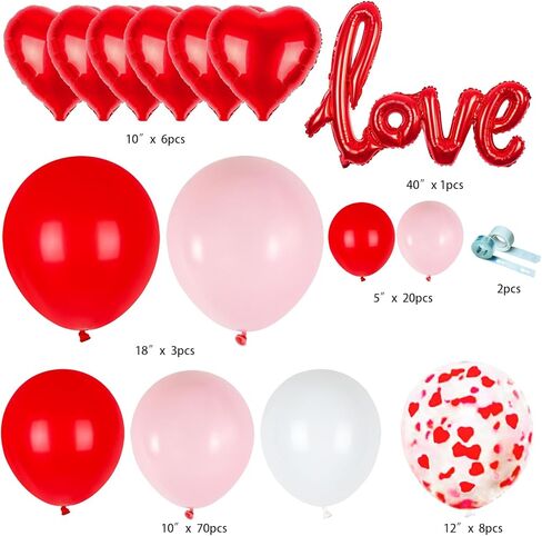 Valentines Balloon Arch Garland Kit, 40“ LOVE Foil Balloons with Red Heart Balloons Set for Valentines Day Decorations Romantic Proposal Wedding Anniversary Party Decoratons in Saudi Arabia