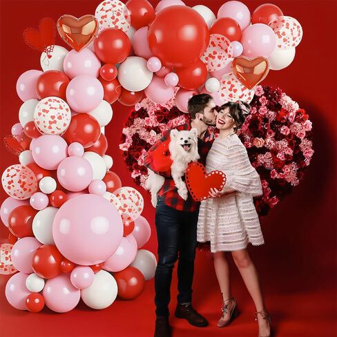 Valentines Balloon Arch Garland Kit, 40“ LOVE Foil Balloons with Red Heart Balloons Set for Valentines Day Decorations Romantic Proposal Wedding Anniversary Party Decoratons in Saudi Arabia