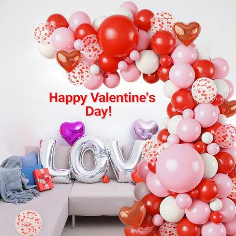 Valentines Balloon Arch Garland Kit, 40“ LOVE Foil Balloons with Red Heart Balloons Set for Valentines Day Decorations Romantic Proposal Wedding Anniversary Party Decoratons in Saudi Arabia