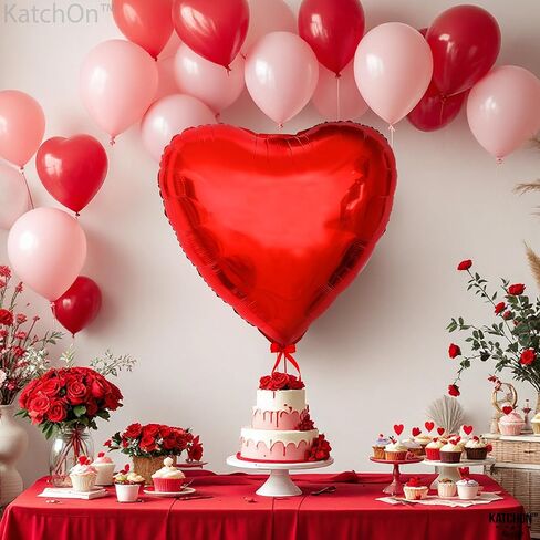 KatchOn, Big Red Heart Balloons - 32 Inch, Pack of 2 | Valentines Balloons for Valentines Day Decorations | Heart Shaped Balloons, Big Heart Balloon | Valentines Day Balloons, Valentines Decorations in Saudi Arabia
