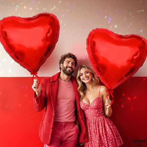 KatchOn, Big Red Heart Balloons - 32 Inch, Pack of 2 | Valentines Balloons for Valentines Day Decorations | Heart Shaped Balloons, Big Heart Balloon | Valentines Day Balloons, Valentines Decorations in Saudi Arabia