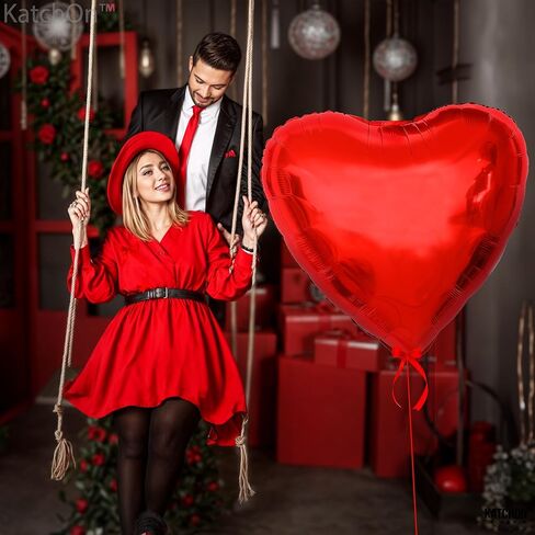 KatchOn, Big Red Heart Balloons - 32 Inch, Pack of 2 | Valentines Balloons for Valentines Day Decorations | Heart Shaped Balloons, Big Heart Balloon | Valentines Day Balloons, Valentines Decorations in Saudi Arabia