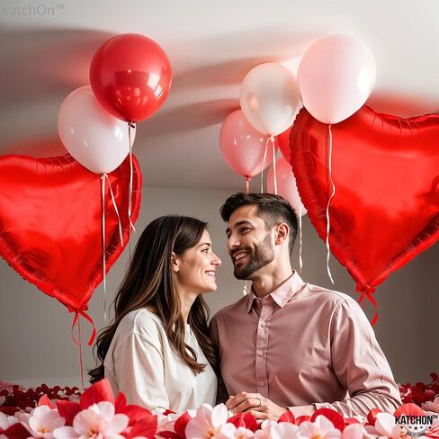 KatchOn, Big Red Heart Balloons - 32 Inch, Pack of 2 | Valentines Balloons for Valentines Day Decorations | Heart Shaped Balloons, Big Heart Balloon | Valentines Day Balloons, Valentines Decorations in Saudi Arabia