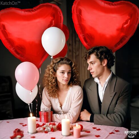 KatchOn, Big Red Heart Balloons - 32 Inch, Pack of 2 | Valentines Balloons for Valentines Day Decorations | Heart Shaped Balloons, Big Heart Balloon | Valentines Day Balloons, Valentines Decorations in Saudi Arabia