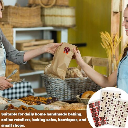 900 Handmade Stickers, 3 Styles, 300pcs Each, 2.8x3.5cm/1.1x1.4in, Paper, Rectangular, Perfect for Baked Goods Packaging in Saudi Arabia