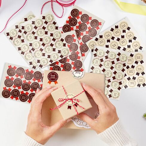 900 Handmade Stickers, 3 Styles, 300pcs Each, 2.8x3.5cm/1.1x1.4in, Paper, Rectangular, Perfect for Baked Goods Packaging in Saudi Arabia