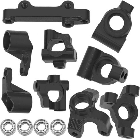Auminum Alloy Steering Knuckle C-Hubs Bellcranks Set Compatible with Losi 1/18 Mini-T 2.0 2WD Stadium RC Truck Hop-Up Parts (Black) in Saudi Arabia