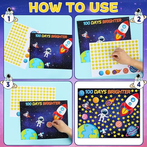 CHUNNIN 32Pcs 100 Days of School Space Scene Sticker for Kids Fun Vivid Solar System Astronaut Poster and Space Theme DIY Craft Sticker Outer Space Build a Scene Crafts for Classroom Activity Supplies in Saudi Arabia