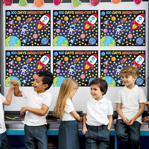 CHUNNIN 32Pcs 100 Days of School Space Scene Sticker for Kids Fun Vivid Solar System Astronaut Poster and Space Theme DIY Craft Sticker Outer Space Build a Scene Crafts for Classroom Activity Supplies in Saudi Arabia