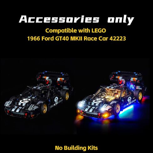 مصباح LED BrickBling متوافق مع Lego Technic 1966 Ford GT40 MKII 42223 - لا يأتي مع السيارة in Saudi Arabia
