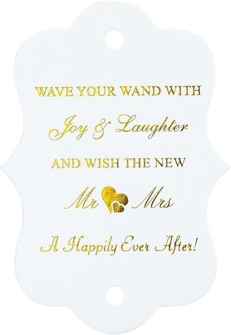 G2PLUS Wedding Favors Tags, 100PCS Gold Wedding Send Off Tags, The New Mr & Mrs. Label Tag, 2.8X2 in White Paper Gift Tag with String for Bridal Shower, Anniversary Celebration in Saudi Arabia