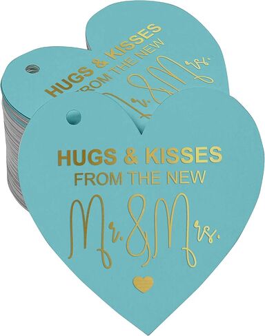 بطاقة تعليق ورقية من رقائق الذهب للأحضان والقبلات من بطاقة هدايا الزفاف 100 قطعة in Kuwait