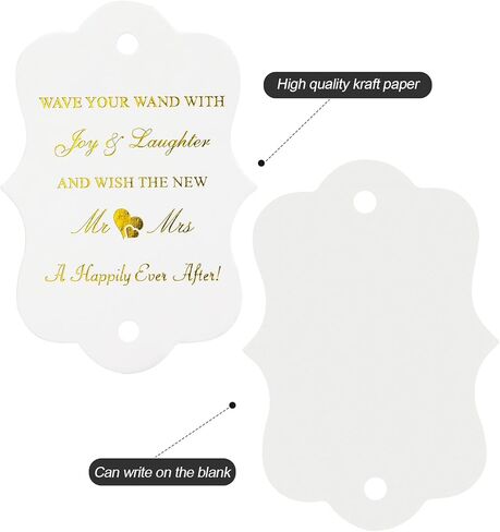 G2PLUS Wedding Favors Tags, 100PCS Gold Wedding Send Off Tags, The New Mr & Mrs. Label Tag, 2.8X2 in White Paper Gift Tag with String for Bridal Shower, Anniversary Celebration in Saudi Arabia