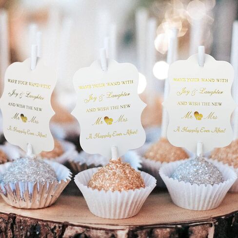G2PLUS Wedding Favors Tags, 100PCS Gold Wedding Send Off Tags, The New Mr & Mrs. Label Tag, 2.8X2 in White Paper Gift Tag with String for Bridal Shower, Anniversary Celebration in Saudi Arabia