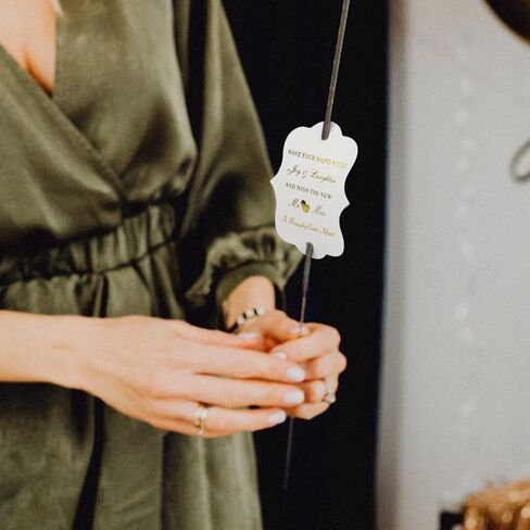 G2PLUS Wedding Favors Tags, 100PCS Gold Wedding Send Off Tags, The New Mr & Mrs. Label Tag, 2.8X2 in White Paper Gift Tag with String for Bridal Shower, Anniversary Celebration in Saudi Arabia