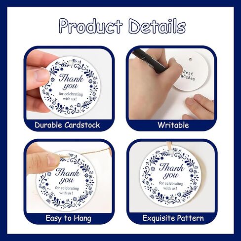 50Pcs Talavera Thank You Tags Blue White Papel Picado Gift Tags Fiesta Party Favor Tag with String for Mexican Theme Birthday Party Baby Shower Wedding Cinco De Mayo Fiesta Supplies in Saudi Arabia