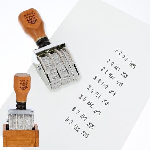 Date Stamper - Retro Wooden Date Stamp with Base Day Month Year Inking Stamper for DIY Craft Card Making Planner Scrapbooking Office School in Saudi Arabia