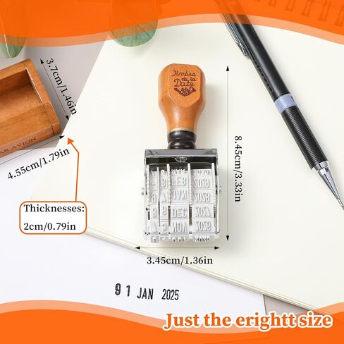 Date Stamper - Retro Wooden Date Stamp with Base Day Month Year Inking Stamper for DIY Craft Card Making Planner Scrapbooking Office School in Saudi Arabia