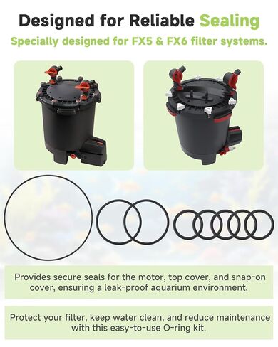 طقم سدادة دائرية متوافقة مع فلتر حوض السمك بعلبة Fluval FX6 FX5، وغطاء وأختام المحرك، تتضمن A20210 ×1، A20207 ×2، A20212 ×5 in Kuwait
