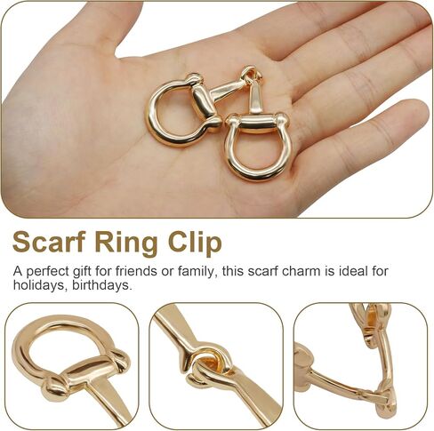 Scarf Ring Clip - Elegant Metal Scarf Holder for Women, Wide Band Chunky Chain Shawl Clasp, Versatile Scarf Pin in Saudi Arabia