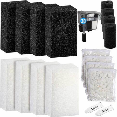 22 Pcs/4 Set of Three-Stage Filtration Fish Tank Filter Compatible with Aquaclear 110 Power Filter, Maintenance Kit, Foam Pads, Mesh Bags, Ceramic Rings, for 60- to 110-gallon Aquariums in Kuwait