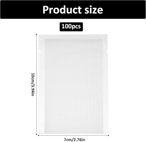 Jeffdad 100 Pcs Thick Vacuum Sealer Bags, 2.7x3.9 inch Small Vacuum Sealer Bags for Food Storage Heat Seal Bags Precut Food Storage Bag Clear Plastic Heat Seal Bag for Food Preservation in Saudi Arabia