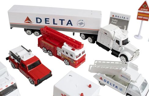 Daron Delta Airport 25-Piece Die-Cast Metal and Plastic Airplanes, Vehicles, and Accessories Playset Toy and Collectible for Ages 3+ in Saudi Arabia