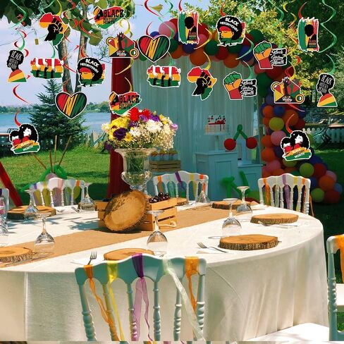 50 Pcs Black History Month Hanging Swirls Party Decoration Black History Decorations Black History Month Decorations for Classroom African BHM Worthwhile Commemoration Festival Hanging Decoration in Saudi Arabia