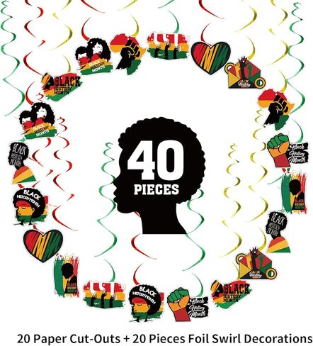 50 Pcs Black History Month Hanging Swirls Party Decoration Black History Decorations Black History Month Decorations for Classroom African BHM Worthwhile Commemoration Festival Hanging Decoration in Saudi Arabia