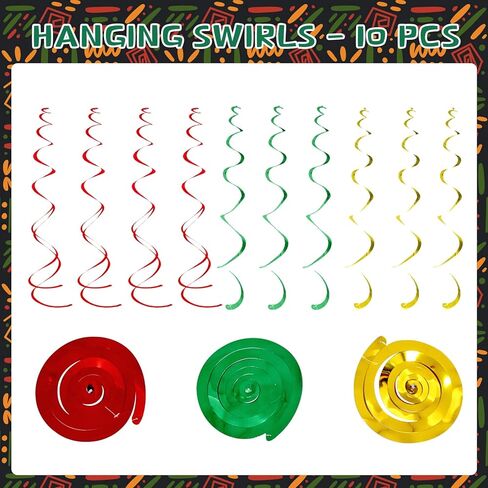 50 Pcs Black History Month Hanging Swirls Party Decoration Black History Decorations Black History Month Decorations for Classroom African BHM Worthwhile Commemoration Festival Hanging Decoration in Saudi Arabia