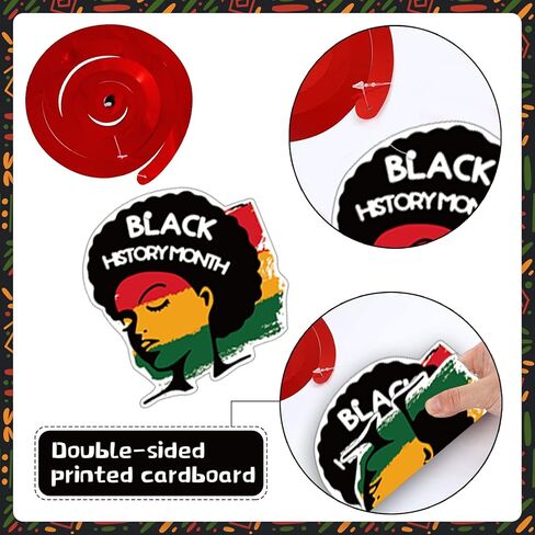 50 Pcs Black History Month Hanging Swirls Party Decoration Black History Decorations Black History Month Decorations for Classroom African BHM Worthwhile Commemoration Festival Hanging Decoration in Saudi Arabia