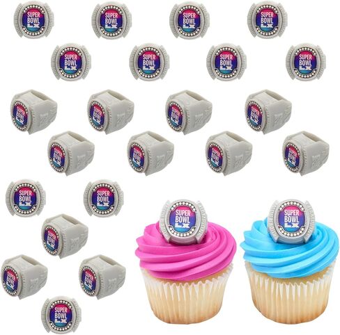 DecoPac NFL Super Bowl LX Rings, Cupcake Decorations, Officially Licensed, Football Rings, Food Safe Cake Toppers – 24 Pack in Saudi Arabia