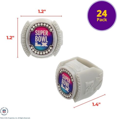 DecoPac NFL Super Bowl LX Rings, Cupcake Decorations, Officially Licensed, Football Rings, Food Safe Cake Toppers – 24 Pack in Saudi Arabia