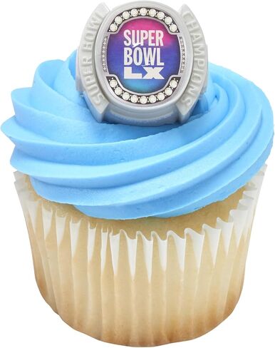 DecoPac NFL Super Bowl LX Rings, Cupcake Decorations, Officially Licensed, Football Rings, Food Safe Cake Toppers – 24 Pack in Saudi Arabia