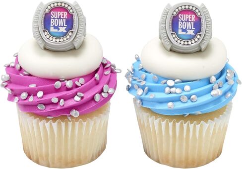 DecoPac NFL Super Bowl LX Rings, Cupcake Decorations, Officially Licensed, Football Rings, Food Safe Cake Toppers – 24 Pack in Saudi Arabia