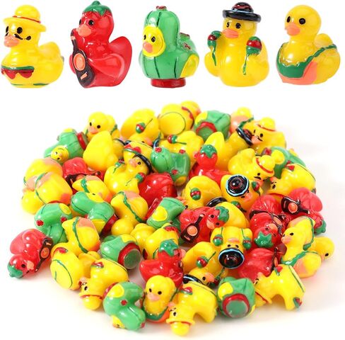 100pcs Cinco de Mayo Mini Ducks, Resin Cute Small Tiny Ducks Cinco de Mayo Miniature Decorations Practical Accessories for Party Beach Micro Landscape Garden Office Decoration in Saudi Arabia