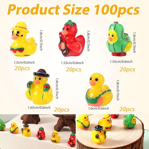 100pcs Cinco de Mayo Mini Ducks, Resin Cute Small Tiny Ducks Cinco de Mayo Miniature Decorations Practical Accessories for Party Beach Micro Landscape Garden Office Decoration in Saudi Arabia