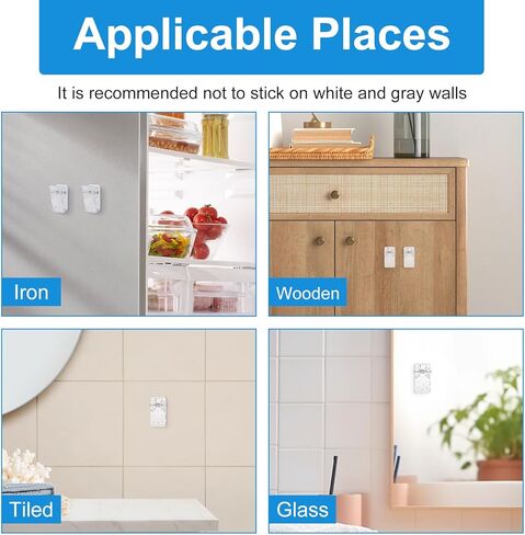 TIESOME 50Pcs Self Adhesive Clips for Photo Sticky Clips for Wall Tapestry Wall Hanging Clip Sticky Spring Clip for Office Home Clear Plastic Hook for Hanging Poster Photo Office Decoration in Saudi Arabia