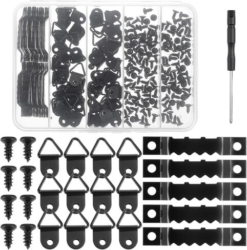251 Pcs Frame Hanging Kit Sawtooth Picture Hangers Heavy Duty Frame Hangers with Screws Black Frames Mounting Hardware for Frame, Painting, Art, Photo in Saudi Arabia